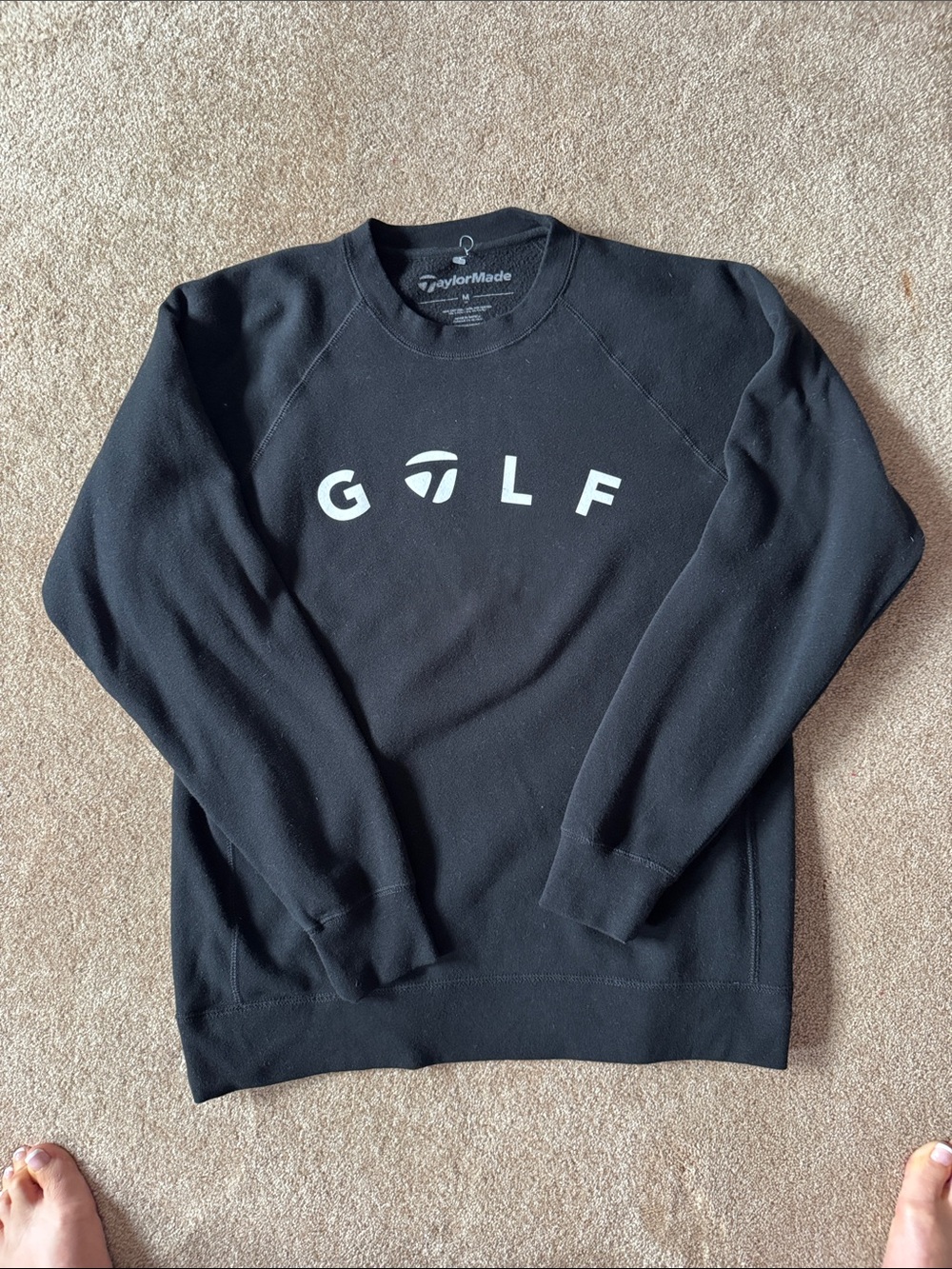 TaylorMade Black Crewneck Sweatshirt with White GOLF Logo
